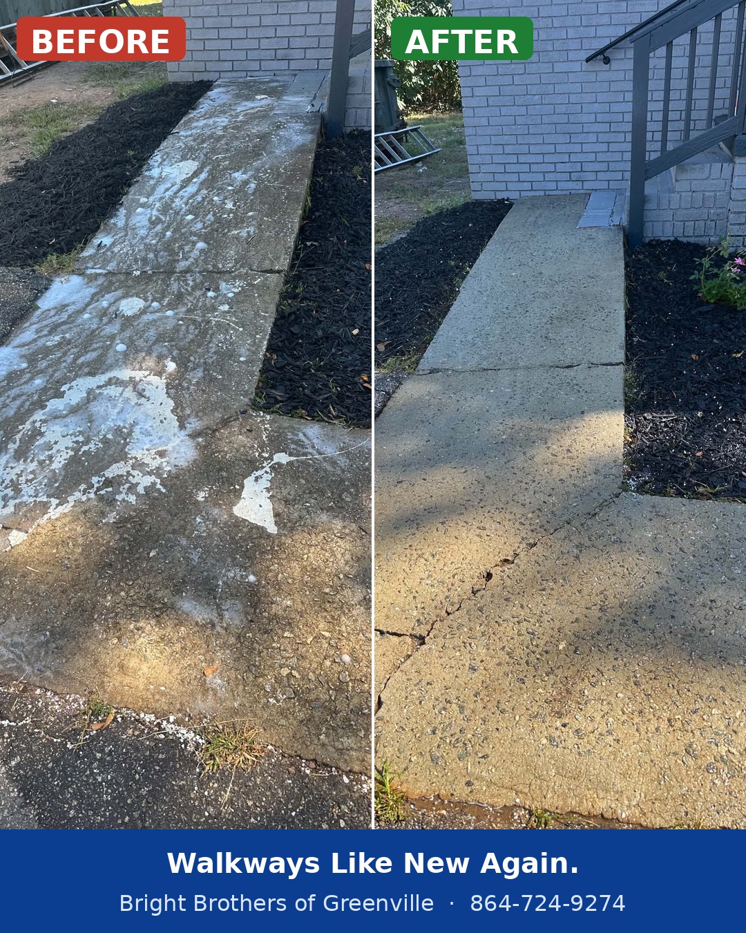 Before and after: walkway cleaned