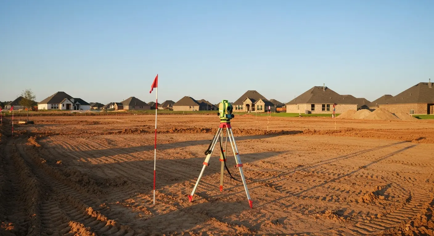 Building foundation on cleared residential lot