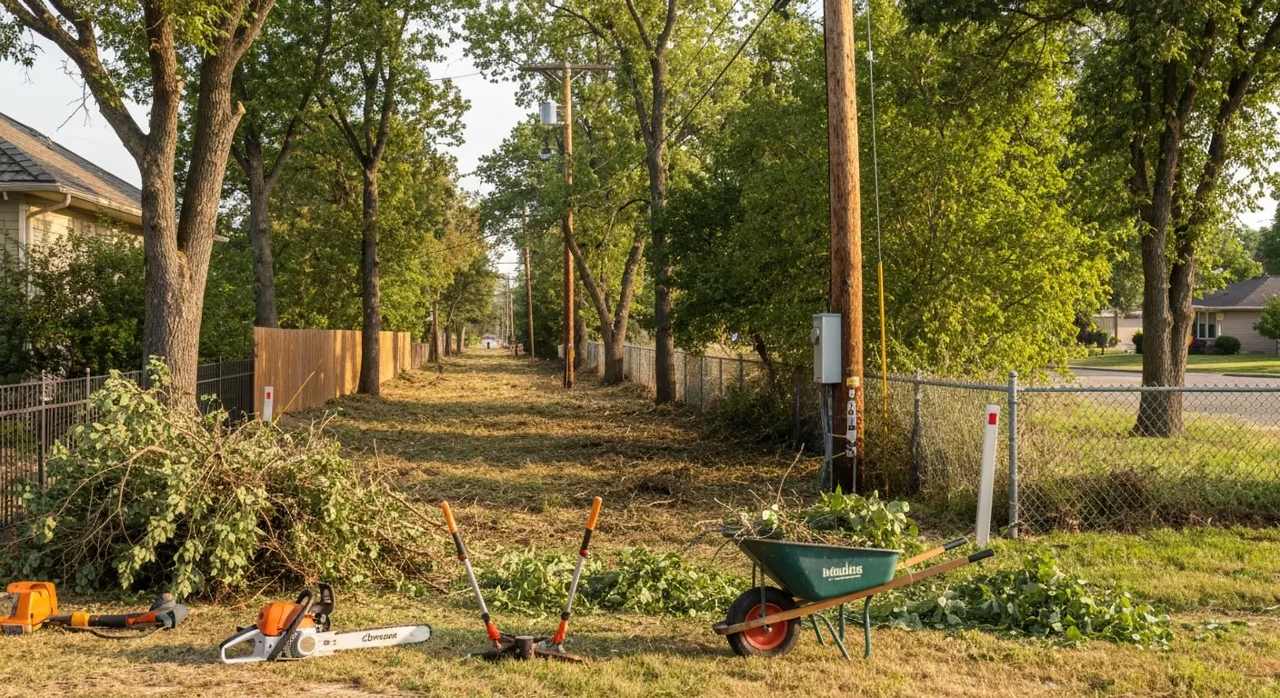 Right-of-way clearing along property line