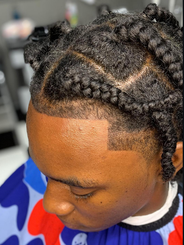 Stitch cornrow braids with line-up