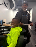 Client in barber chair