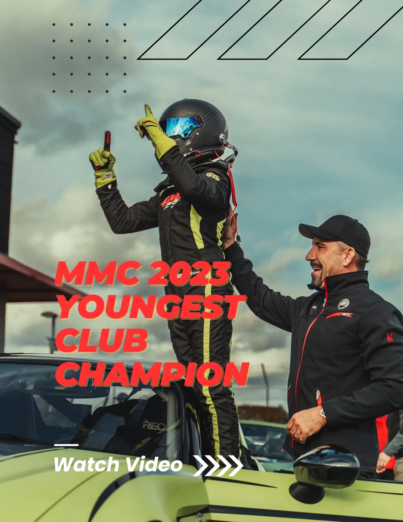 Johnny Kaminskey MMC 2023 Youngest Club Champion celebrating victory with mentor