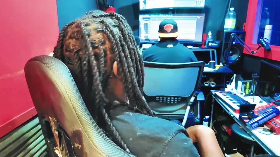 AyeMontie and 9thWardJay in the recording studio