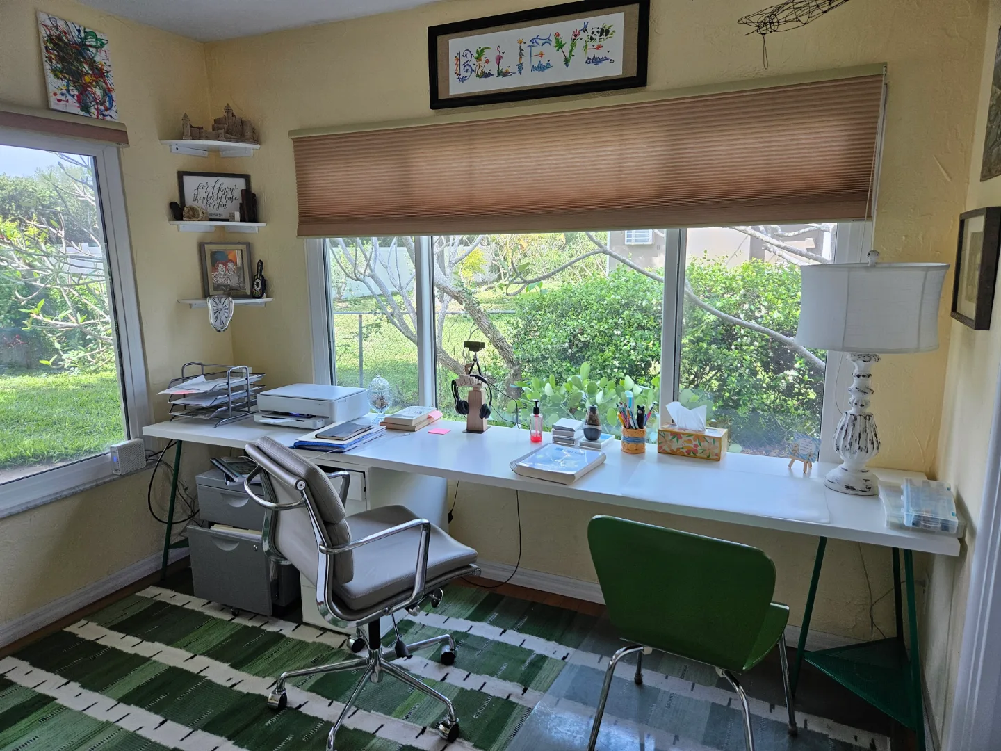 TLC tutoring workspace with a bright desk overlooking a garden