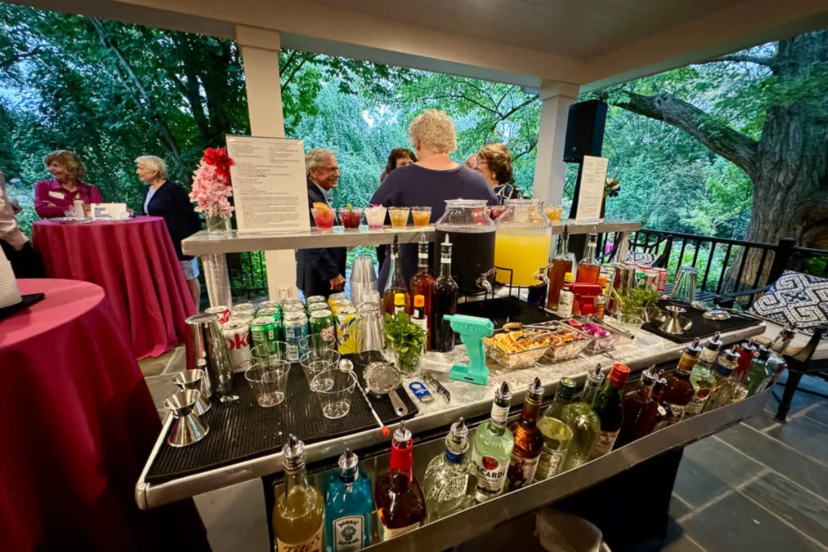 Bars on Wheels outdoor mobile bar setup serving drinks at elegant private party gathering