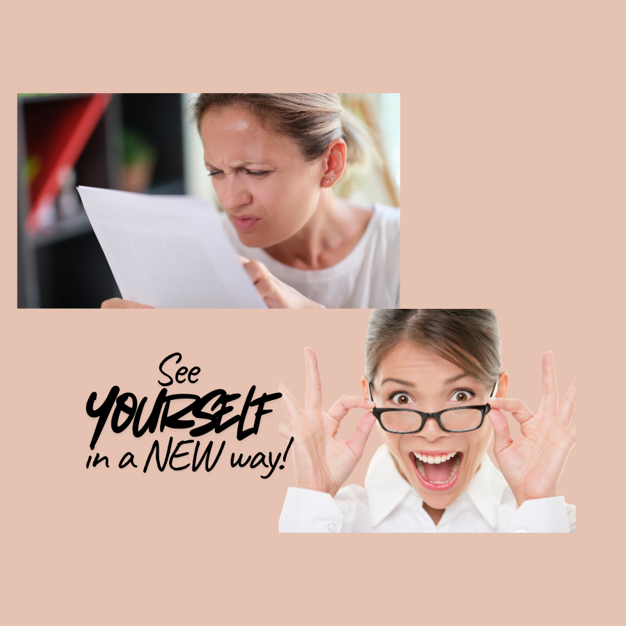 woman looking through glasses