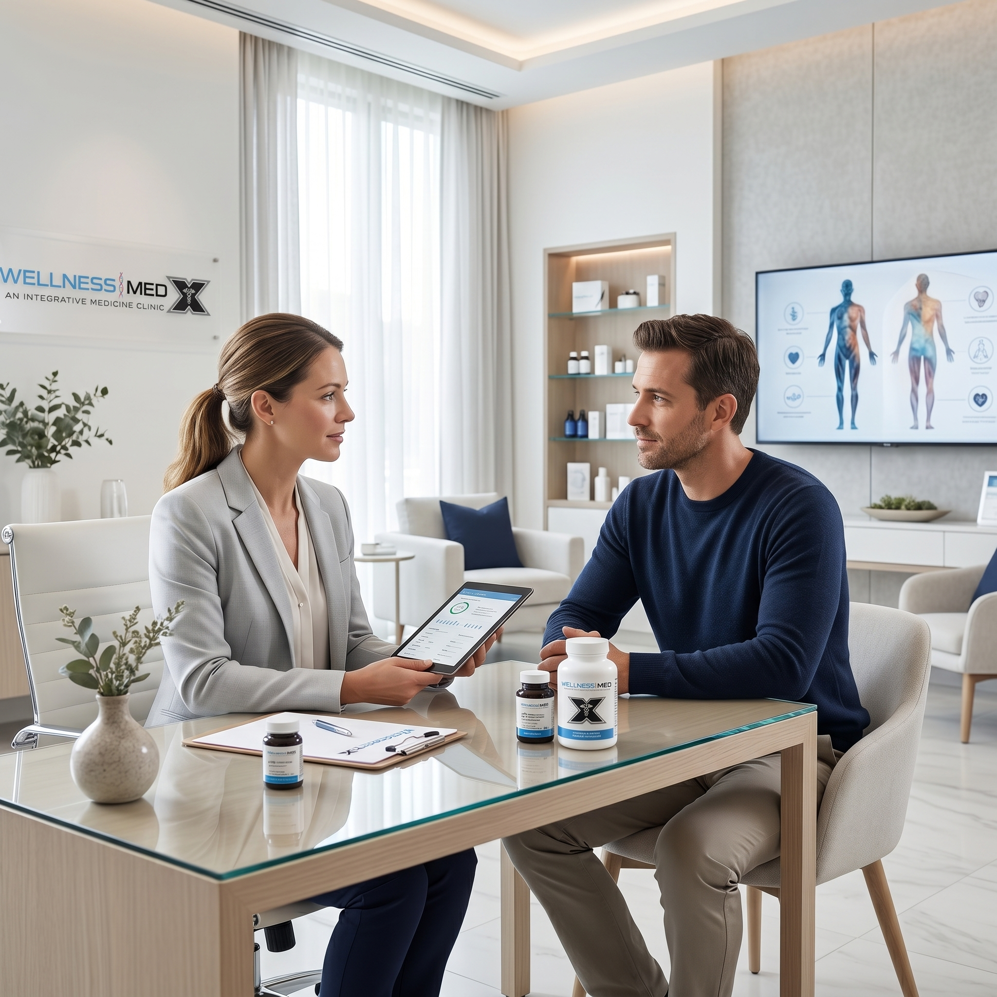 Patient meeting with a provider at Wellness Medicine Center X in Santa Clarita