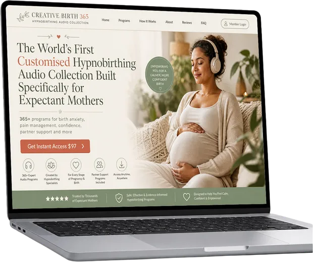 Real client sales page example: Creative Birth 365 hypnobirthing collection