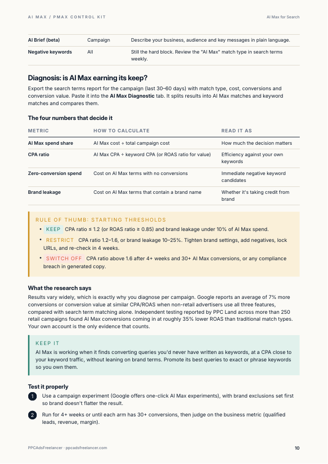 AI Max diagnosis page