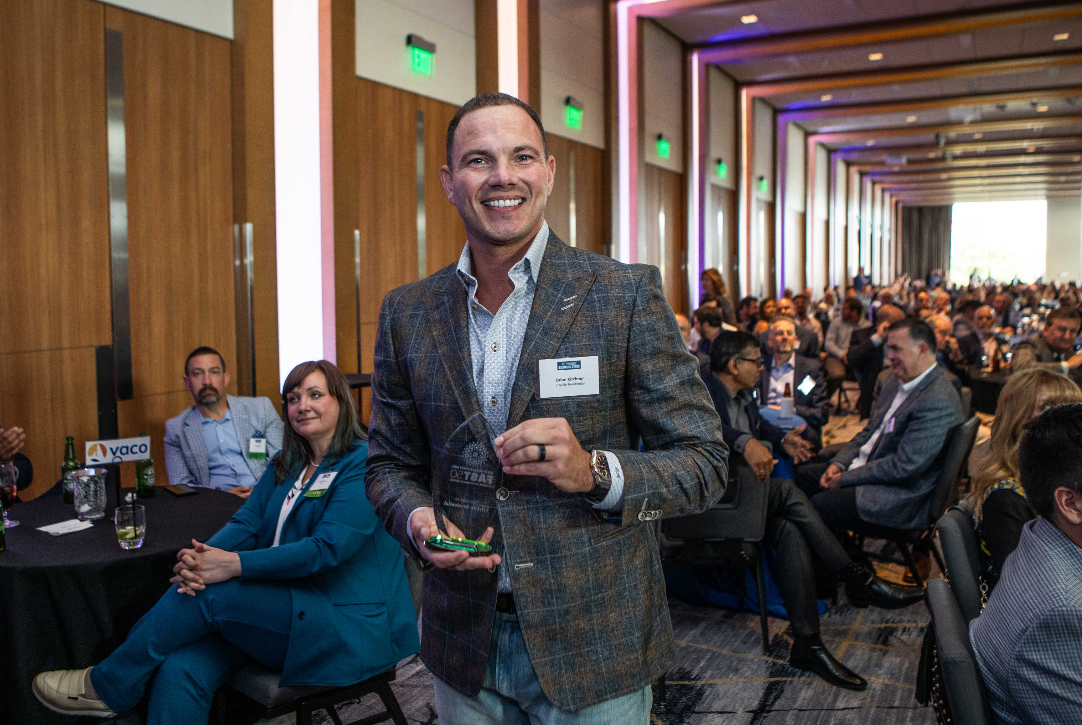 Brian Kirchner accepting the Pittsburgh Business Times Fast 50 award