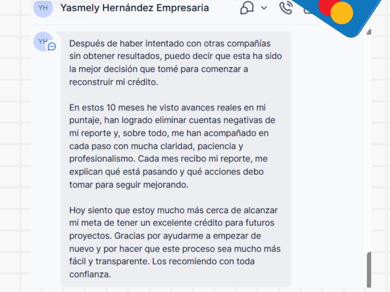 Testimonio escrito de una clienta de AVP