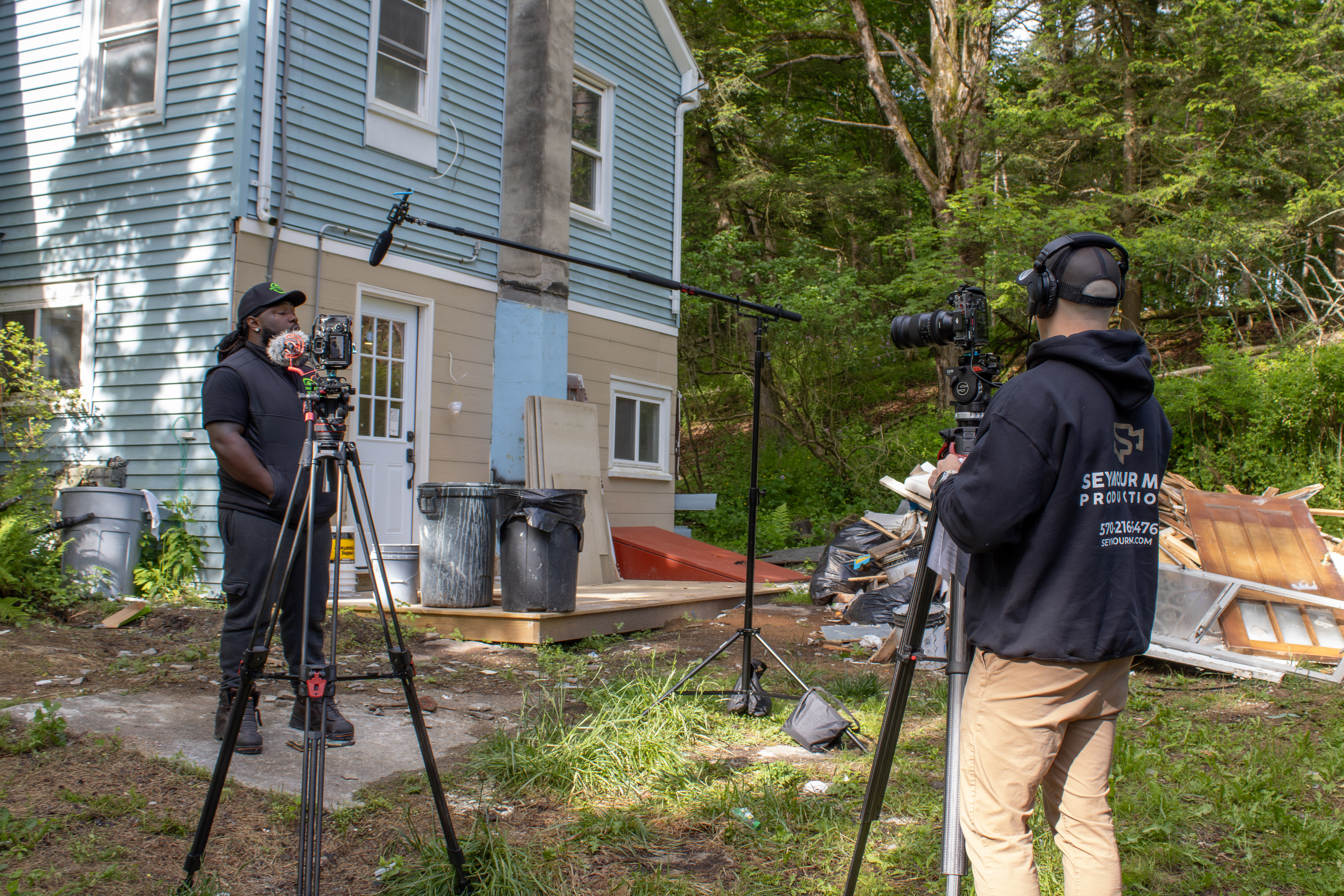 Professional video production equipment on job site