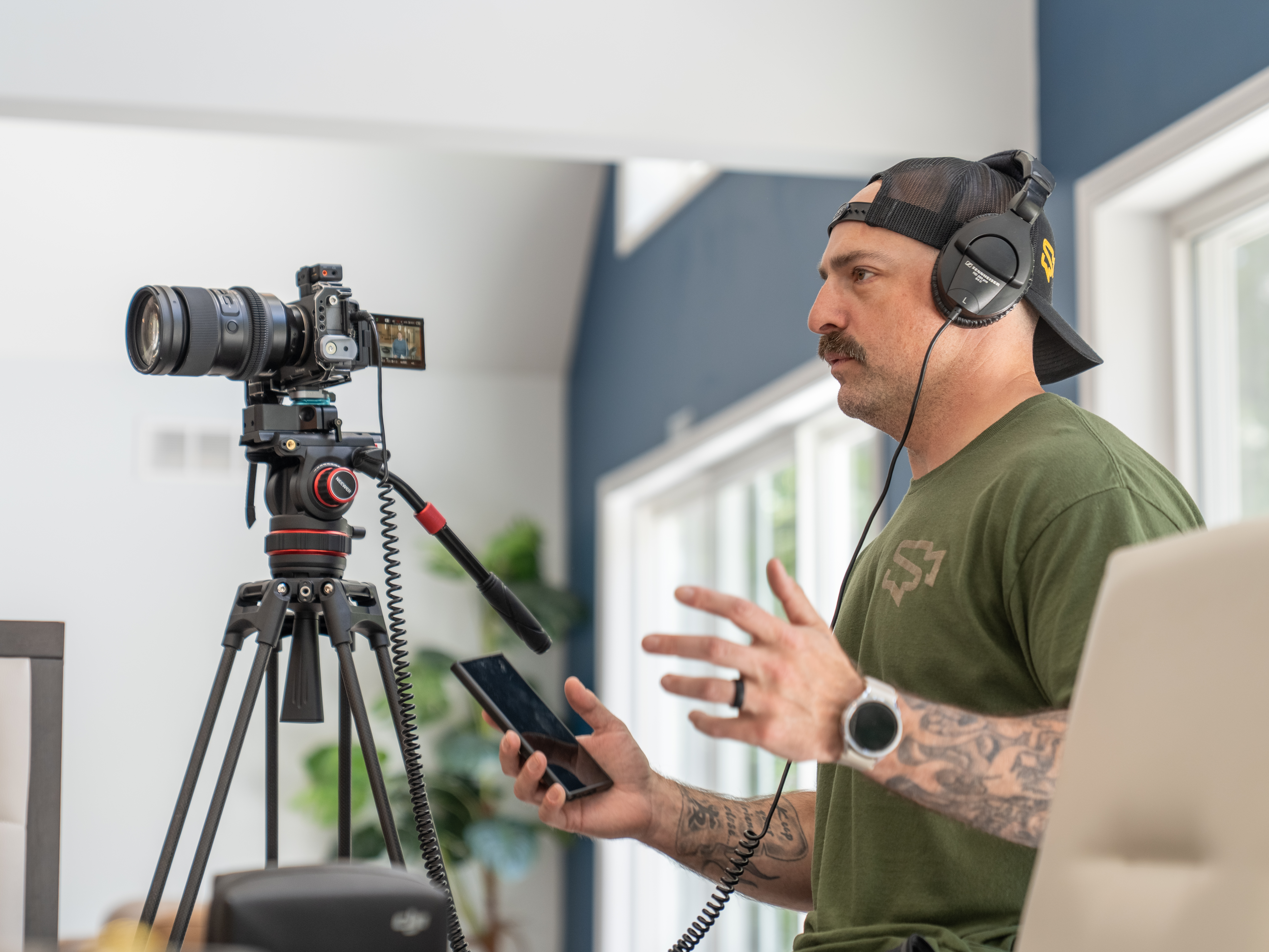 Seymour Mac Productions videographer filming a contractor project for a Meta ad campaign