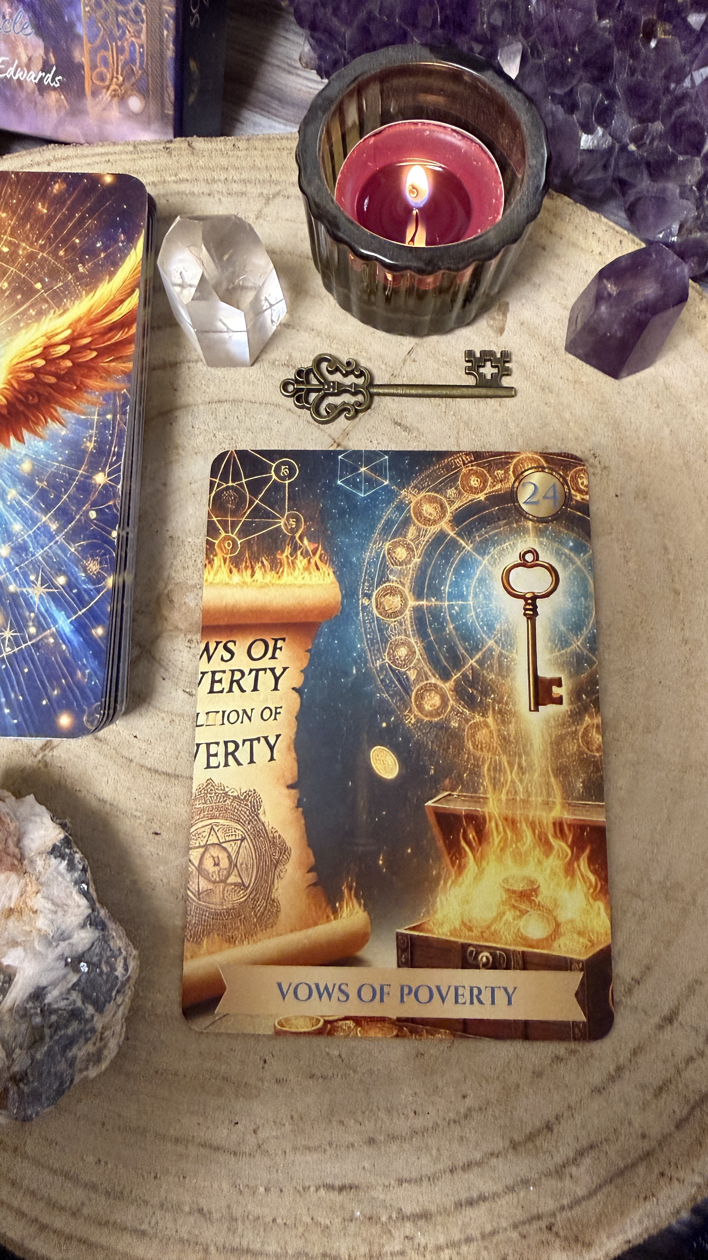 close up of a card and the sacred key from th akashic soul alchemy oracle deck