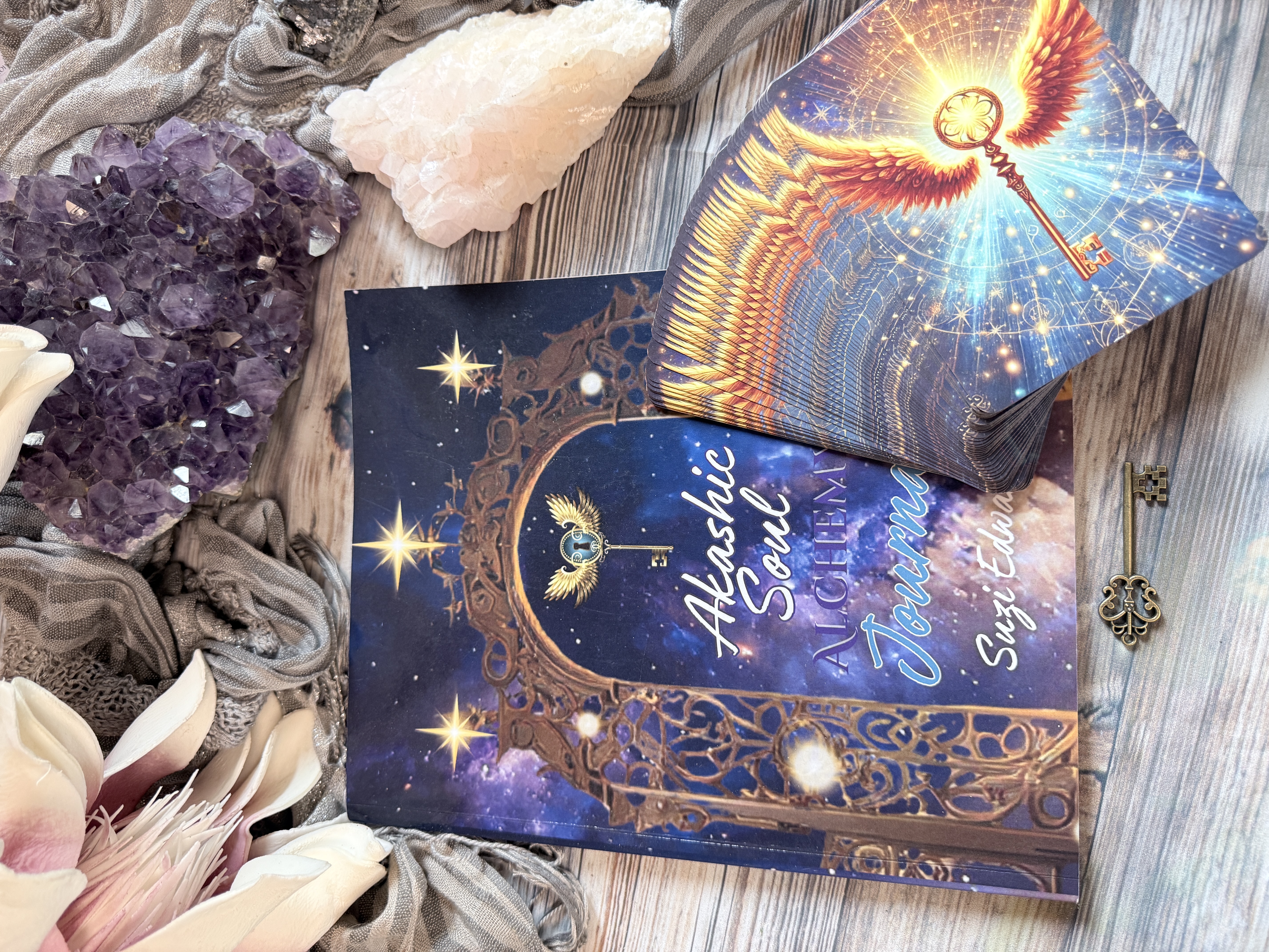 akashic soul alchemy journal, key and oracle deck