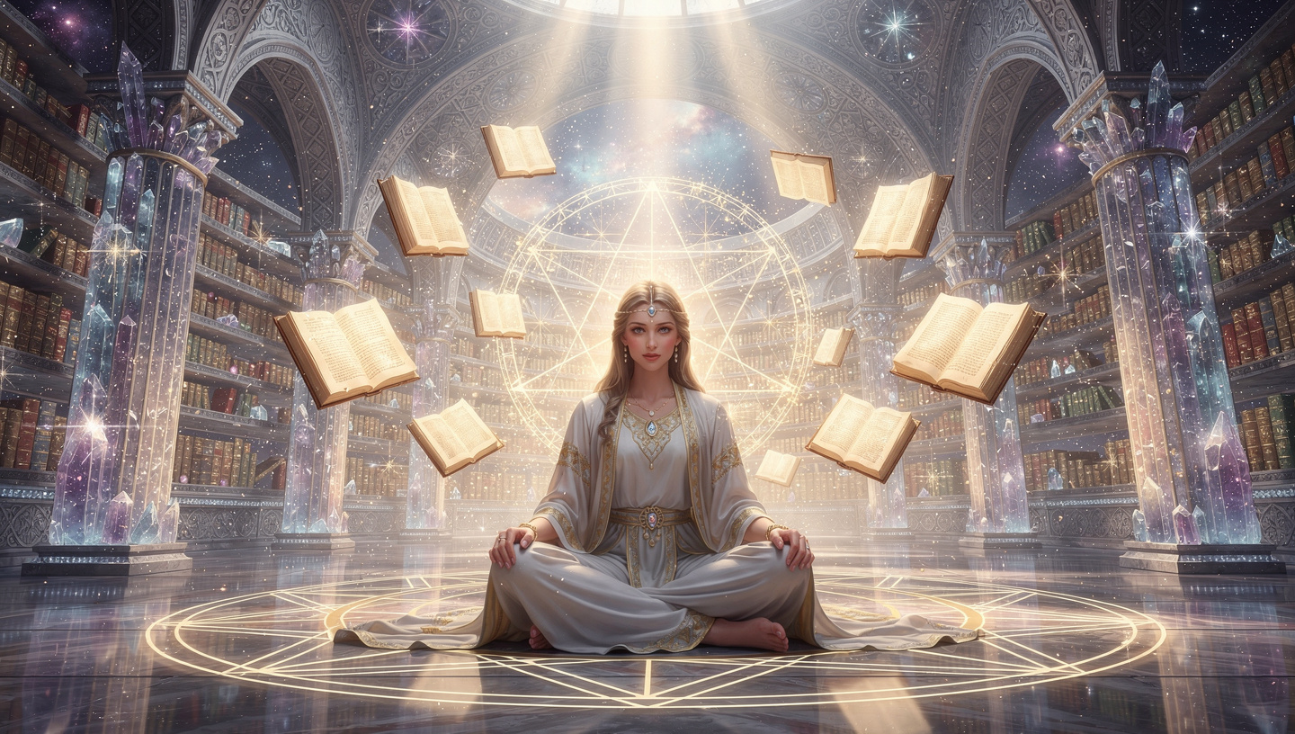 woman sitting inside the akashic records