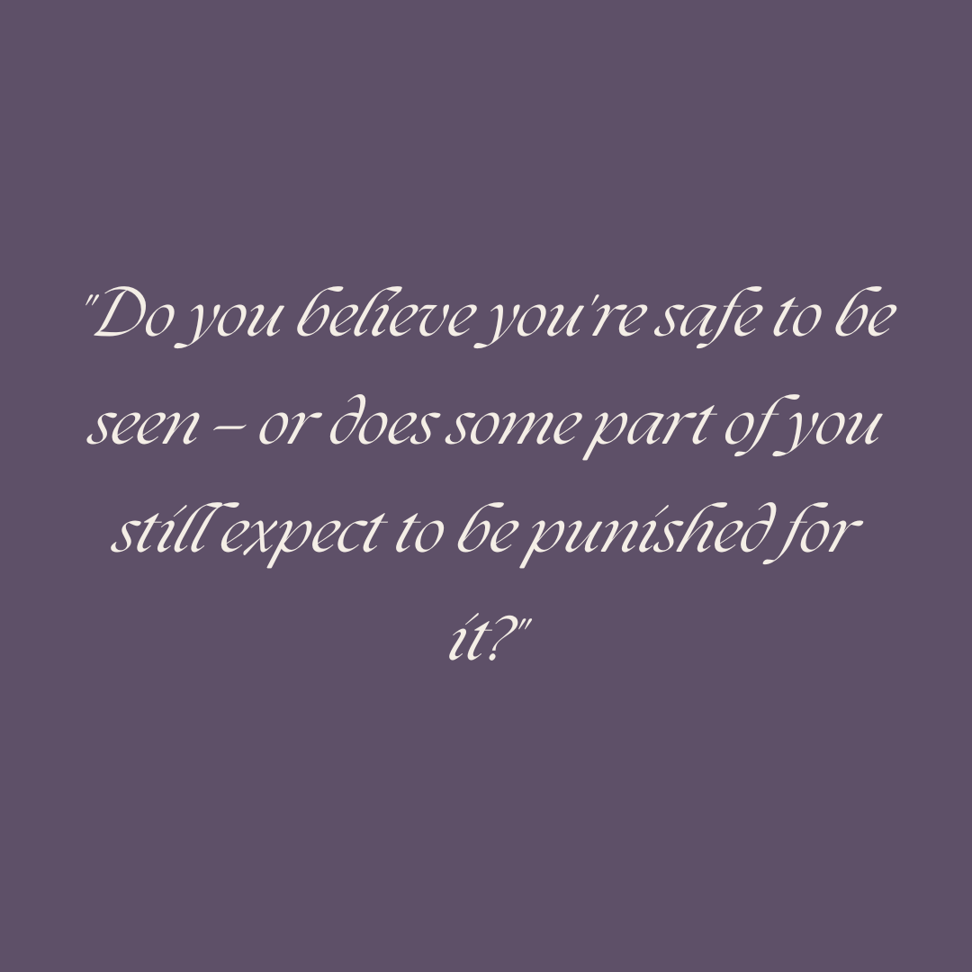 Pull-quote graphic asking "are you safe to be fully seen, fully paid and fully powerful" — Witch Wound reflection quote for spiritual entrepreneurs. Pull-quote graphic asking "are you safe to be fully seen, fully paid and fully powerful" — Witch Wound reflection quote for spiritual entrepreneurs.