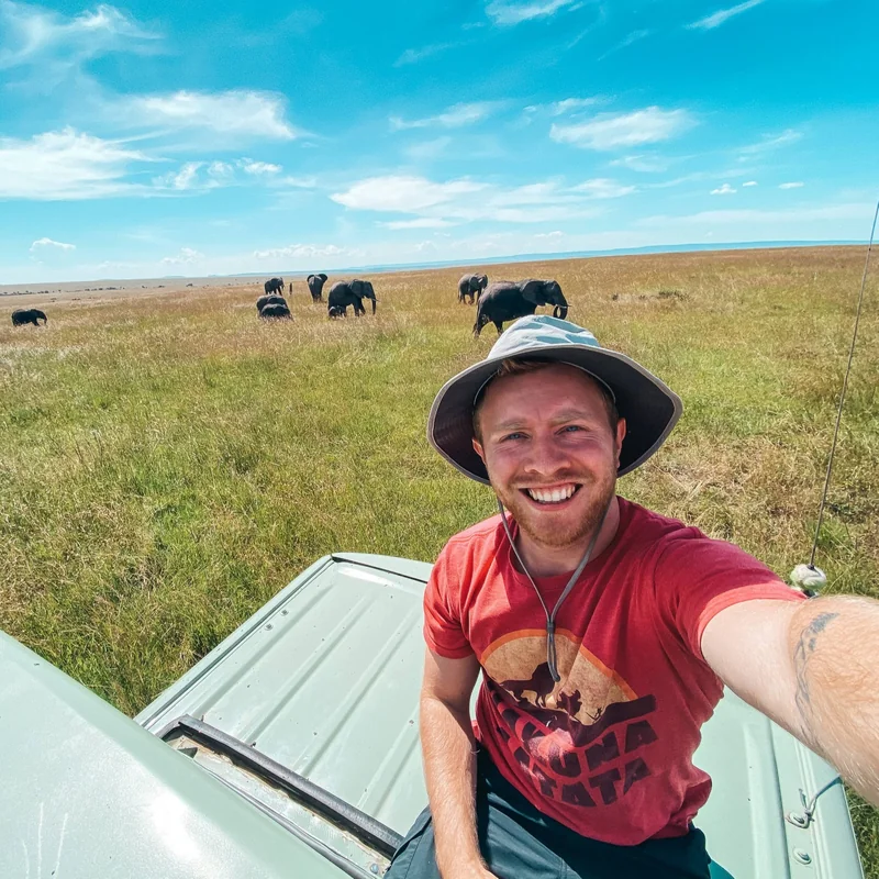 Adam on safari in Africa