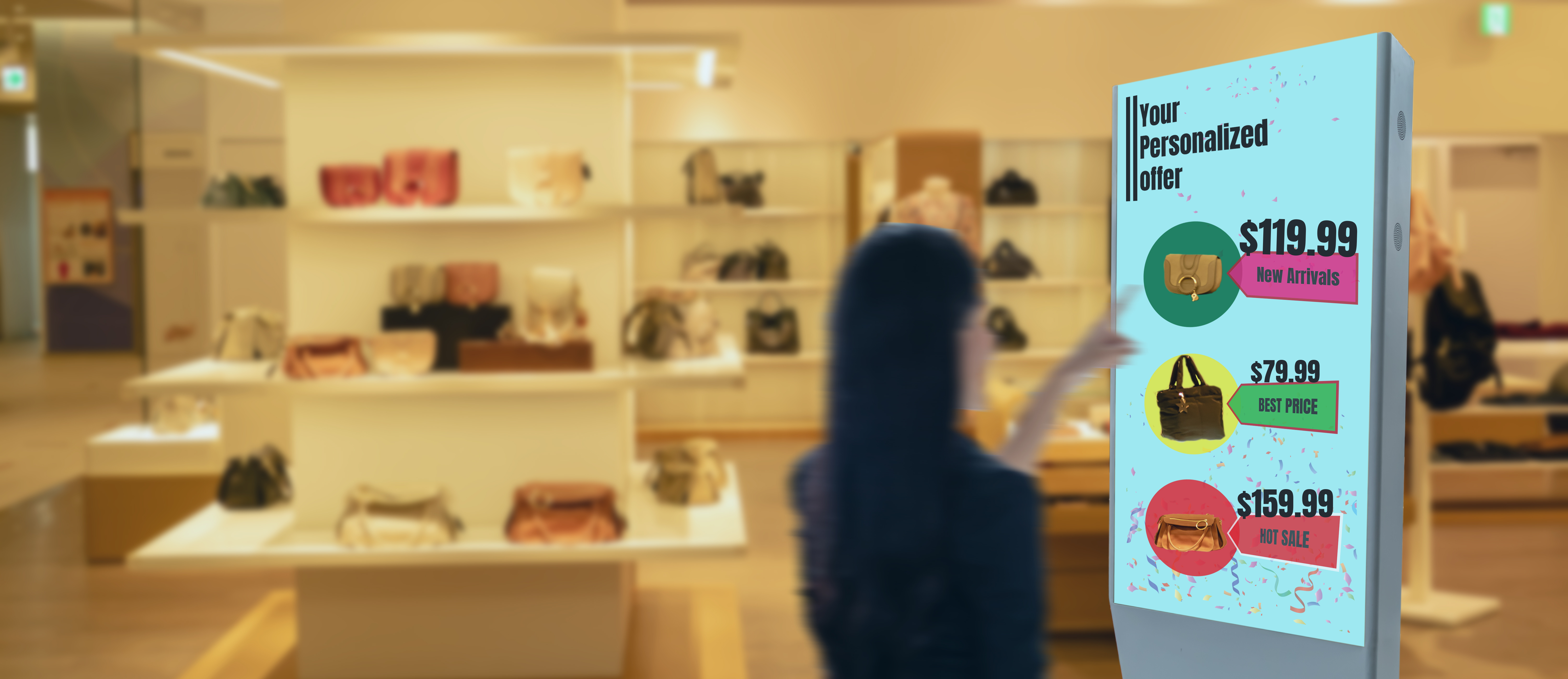 AI digital signage: installation, content and audience analytics.