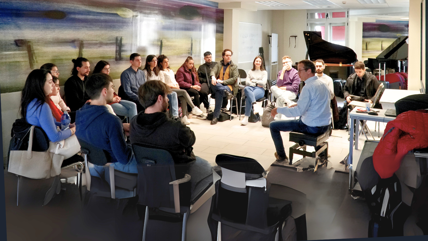 Cristo Barrios working with performance students
