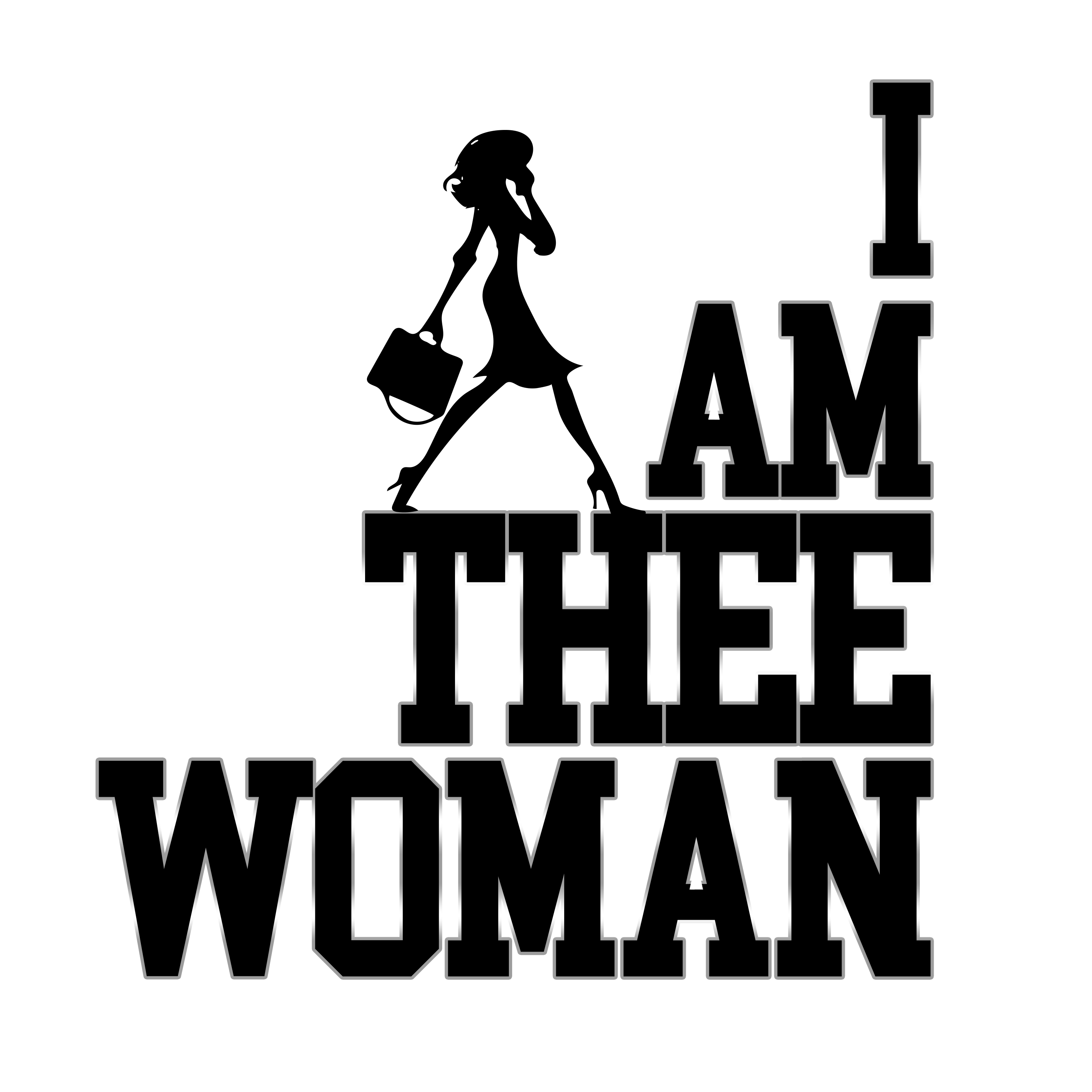 I Am Thee Woman logo: a woman stepping up onto the word THEE