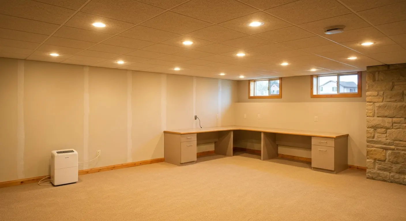 Finished basement office space