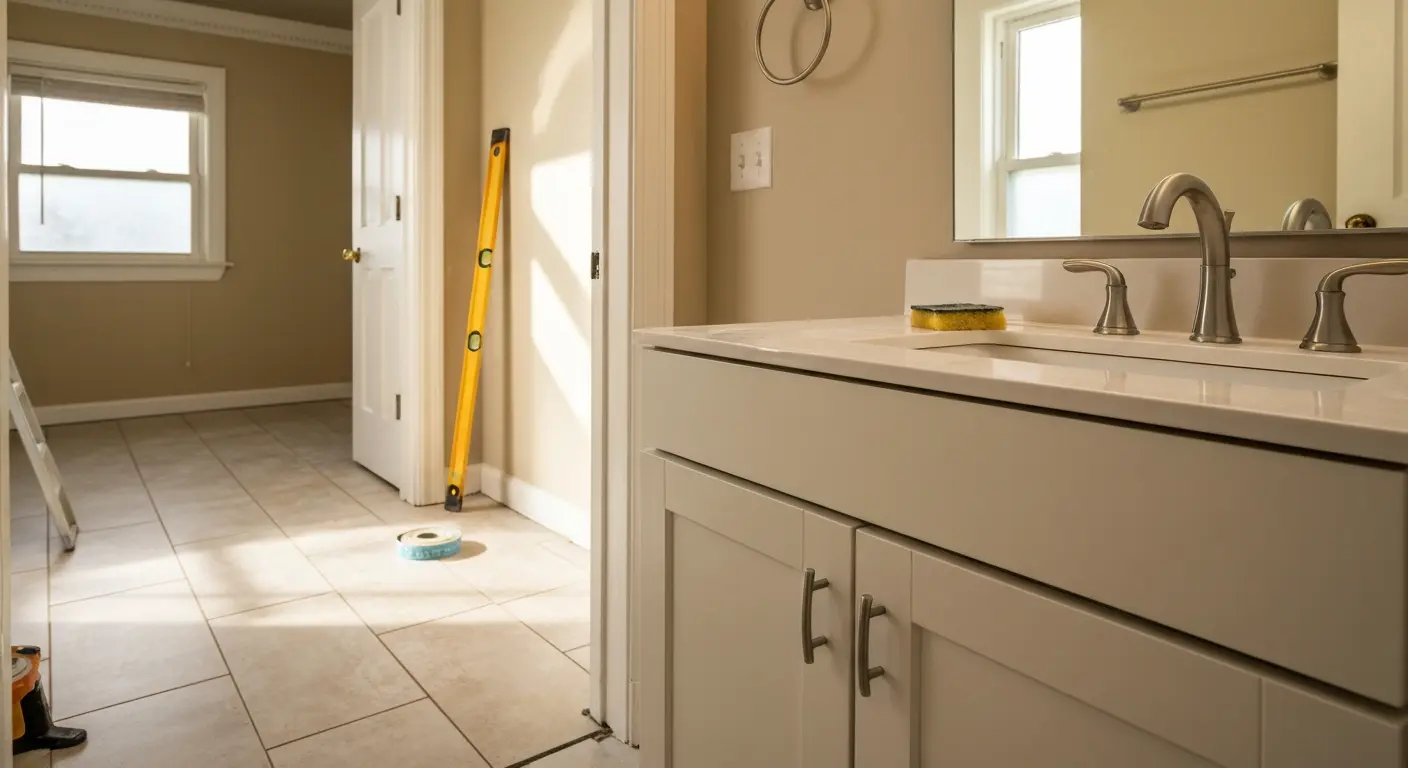 Bathroom flooring and fixtures