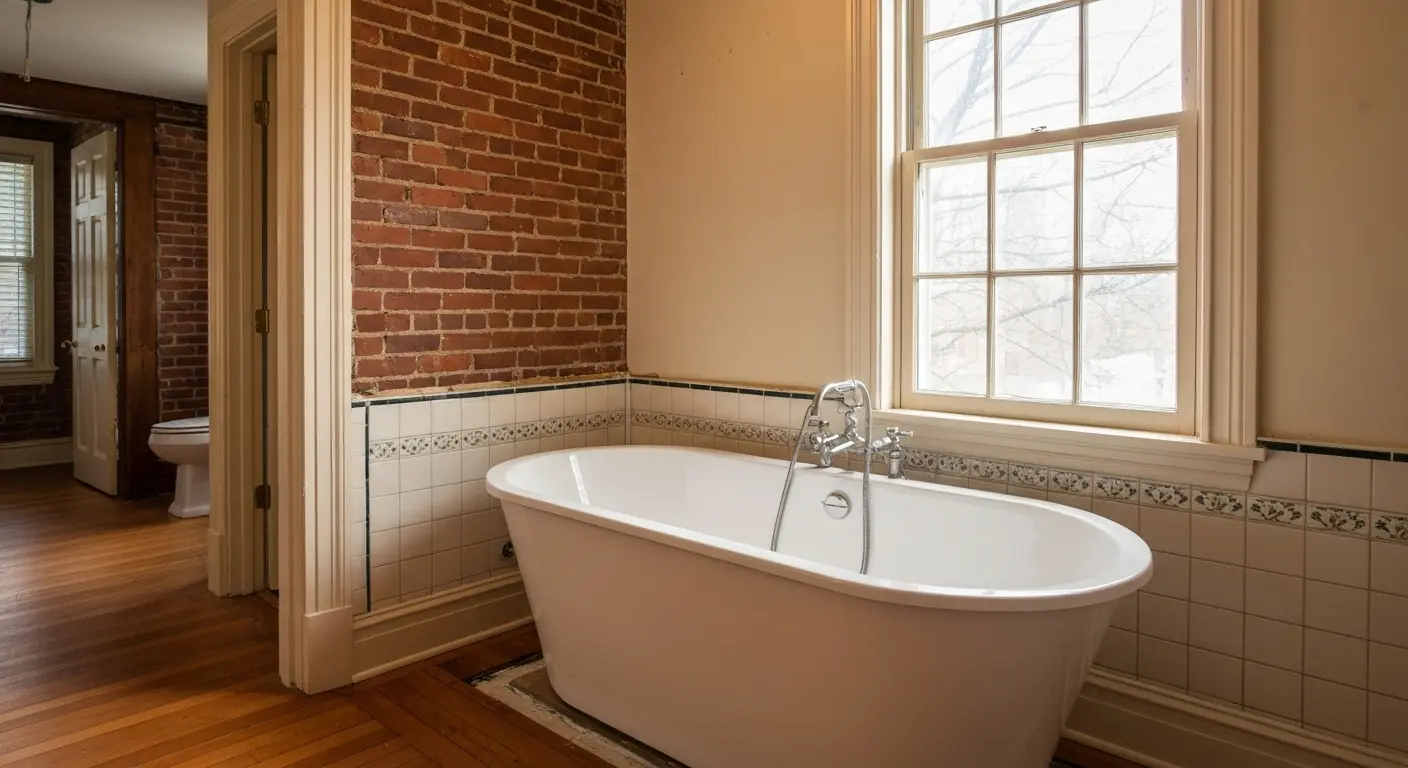 Bathroom with new soaking tub installation