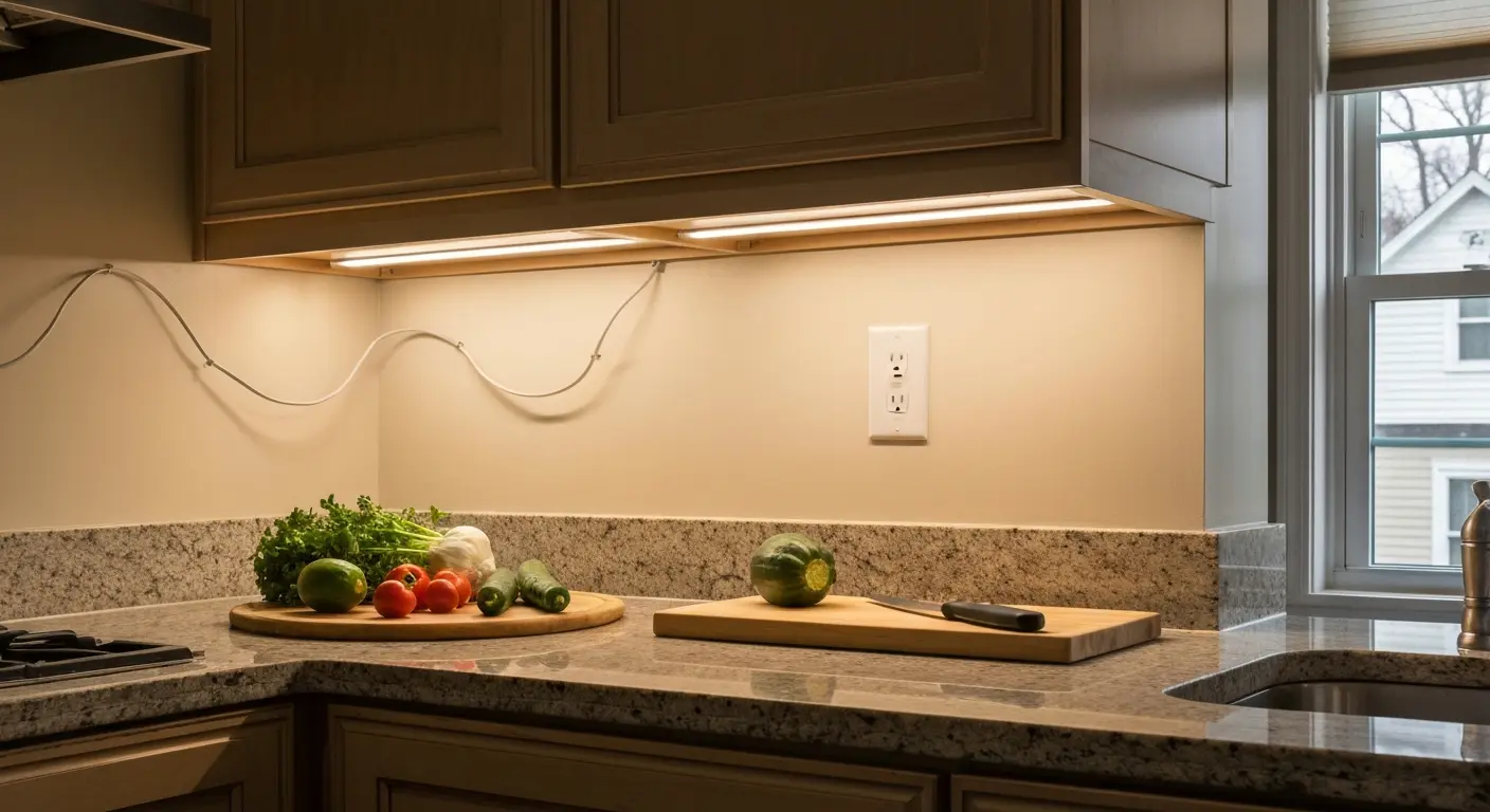 Under-cabinet LED lighting installation