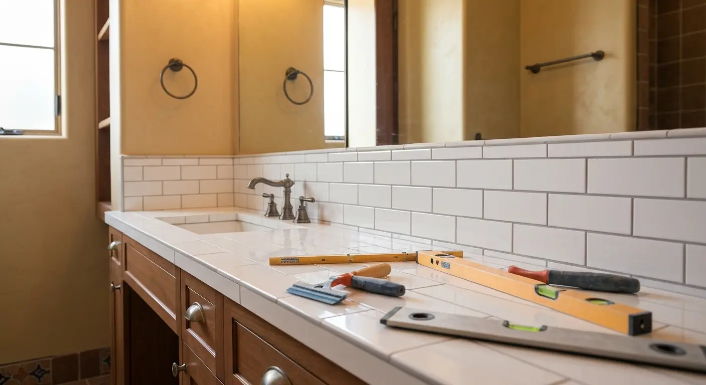 Bathroom vanity and tile installation