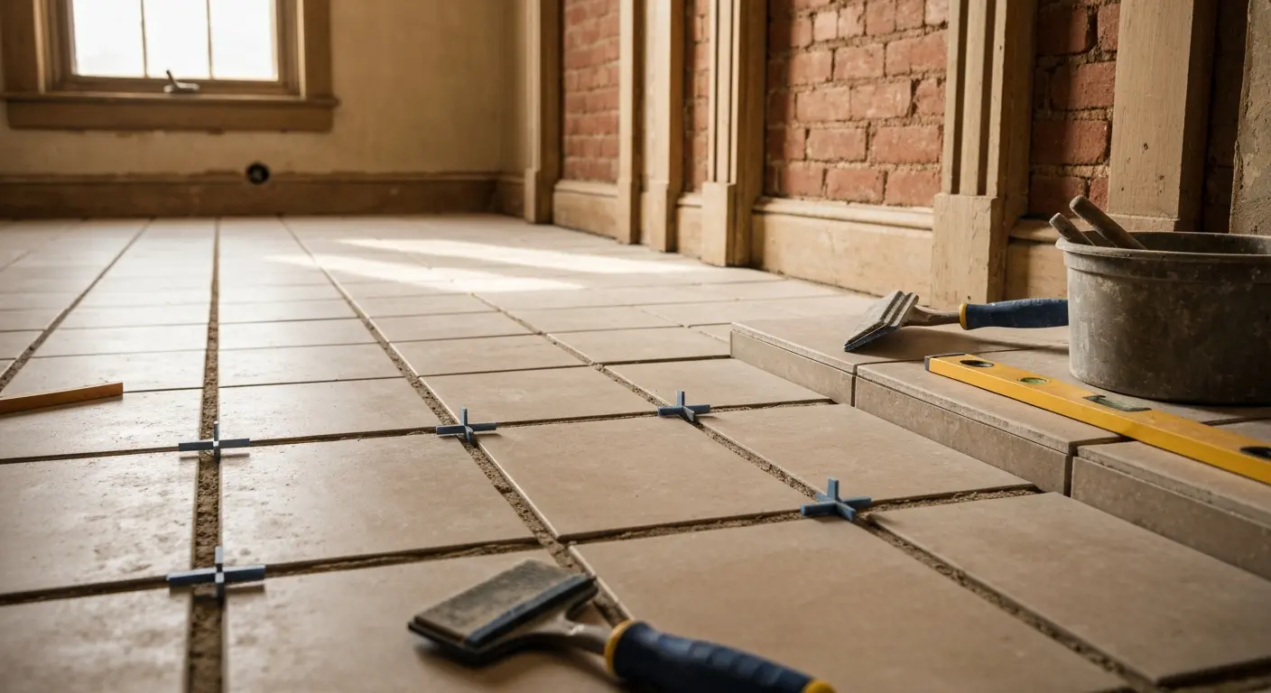 Bathroom floor tile installation
