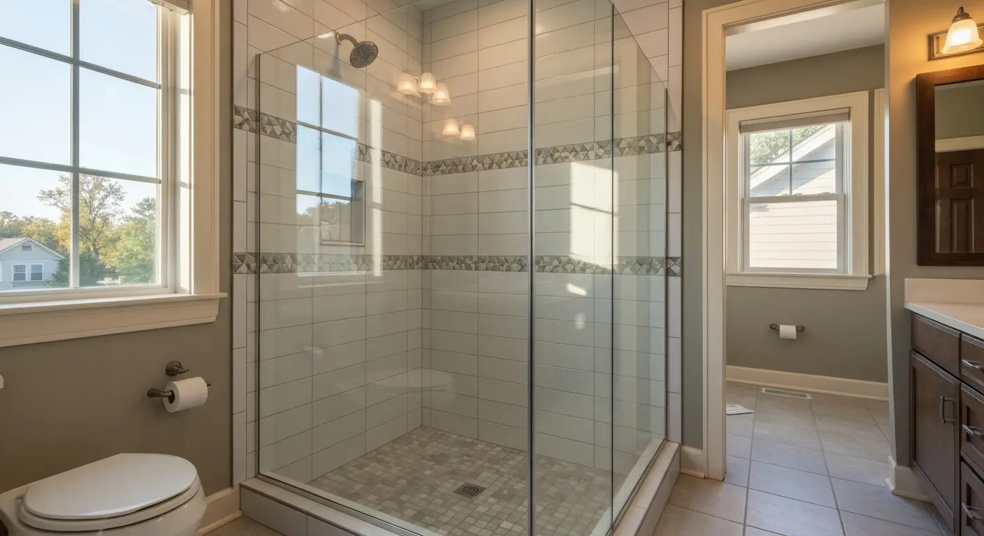 Walk-in shower installation in Hudson bathroom