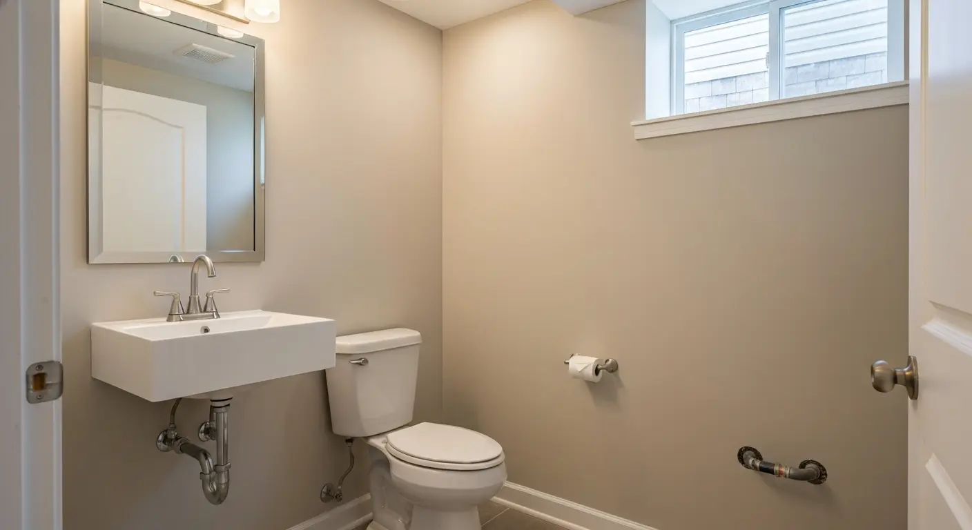 Half bathroom with toilet and sink