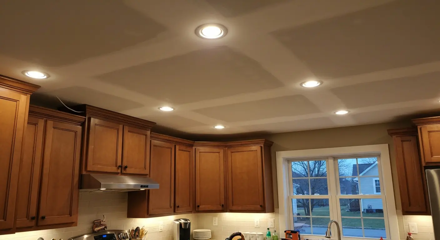 Recessed kitchen lighting installation