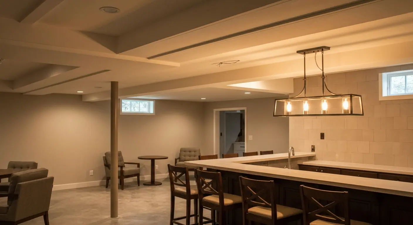 Pendant lighting basement installation