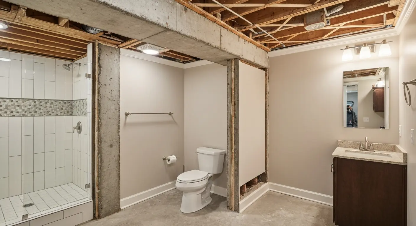 Full bathroom renovation in basement