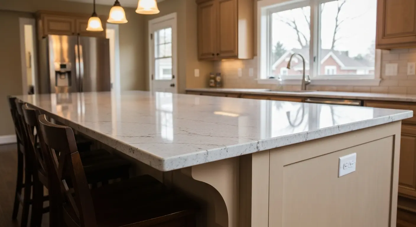 Kitchen island with countertop overhang