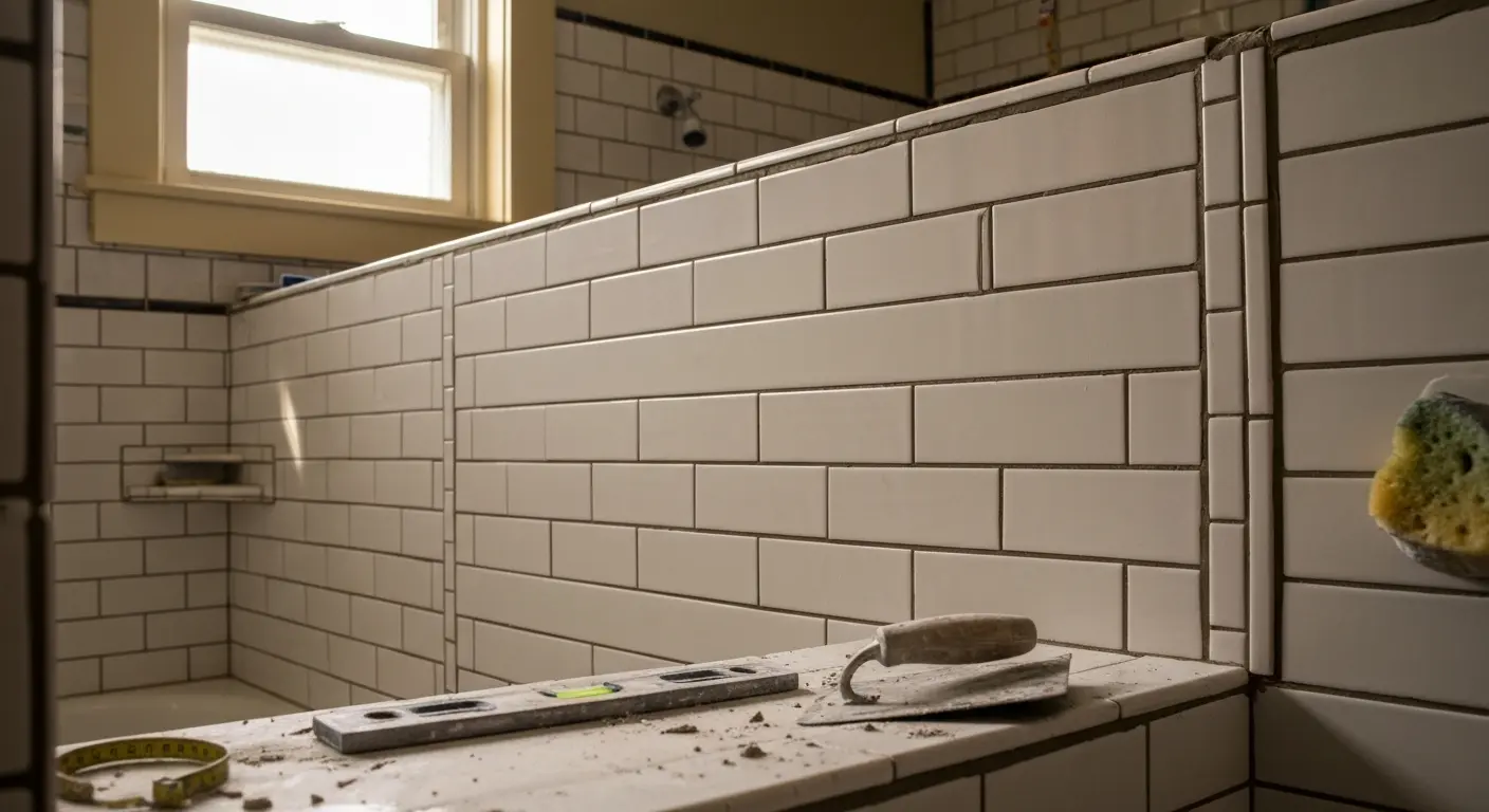 Bathroom tile installation detail