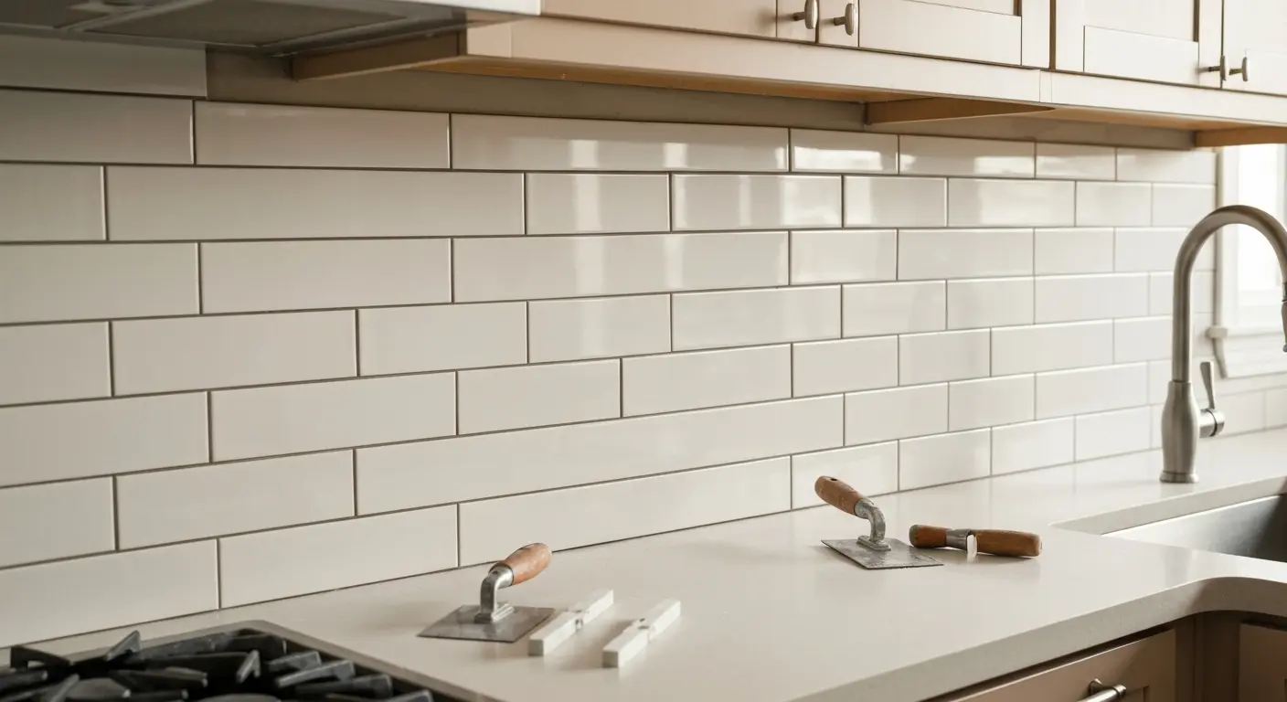 Ceramic tile kitchen backsplash