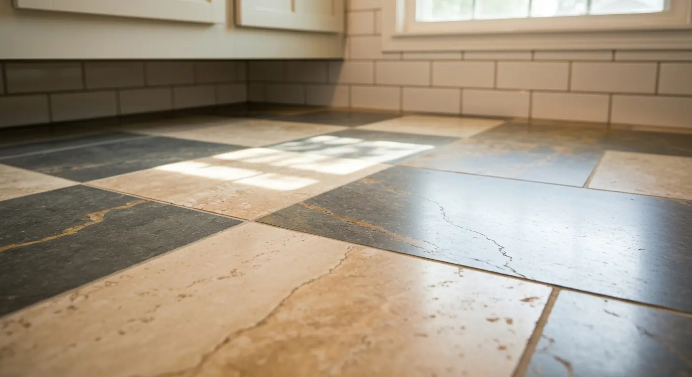 Natural stone bathroom floor