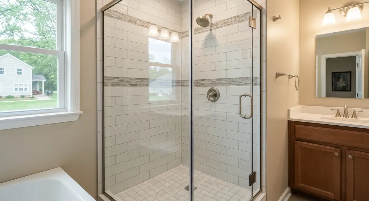 Walk-in shower with tile