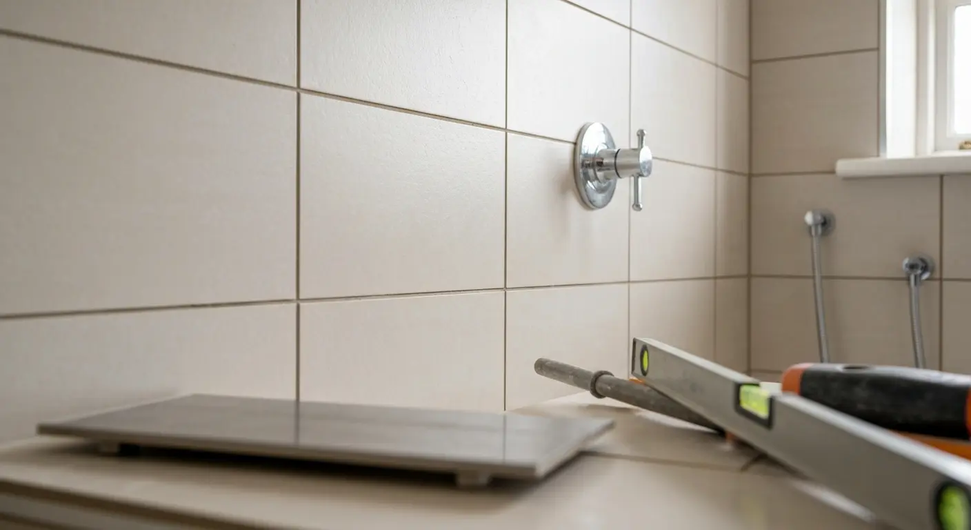 Tile installation in bathroom