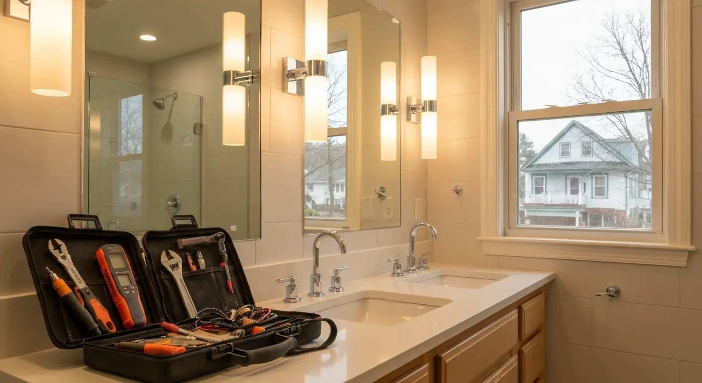 Modern bathroom lighting installation