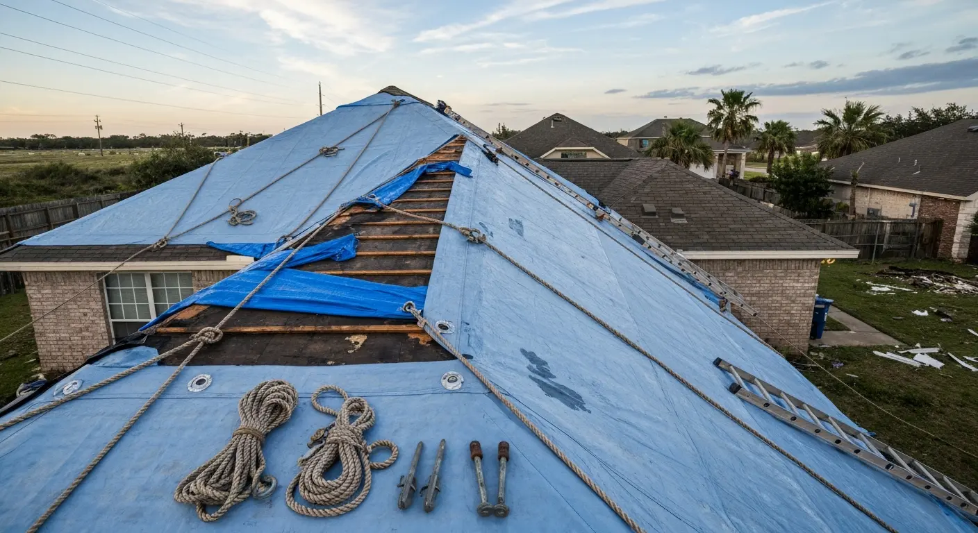 Storm damage roof emergency response