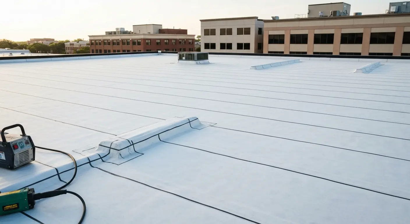 Commercial TPO roofing installation