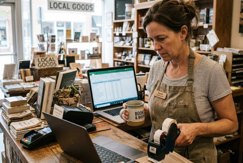 Small business owner overwhelmed by the mental load of bookkeeping