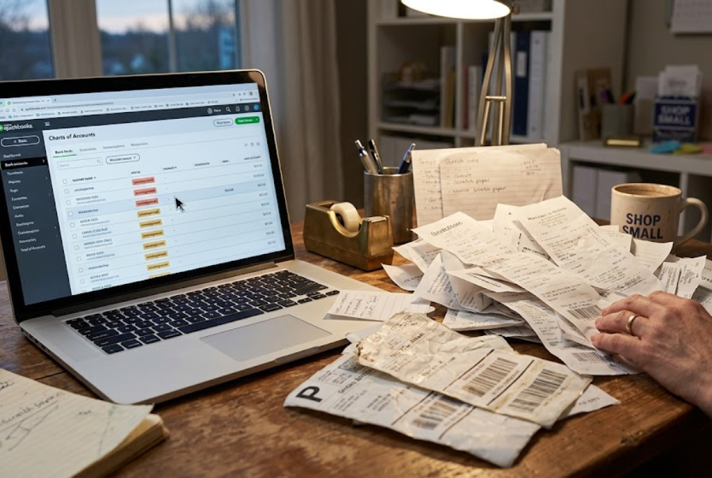 Unorganized expense records making small business tax prep harder