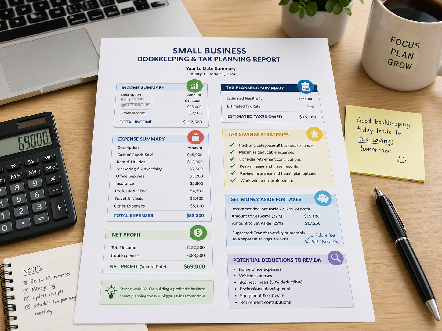 Bookkeeping report used for small business tax planning Bookkeeping report used for small business tax planning