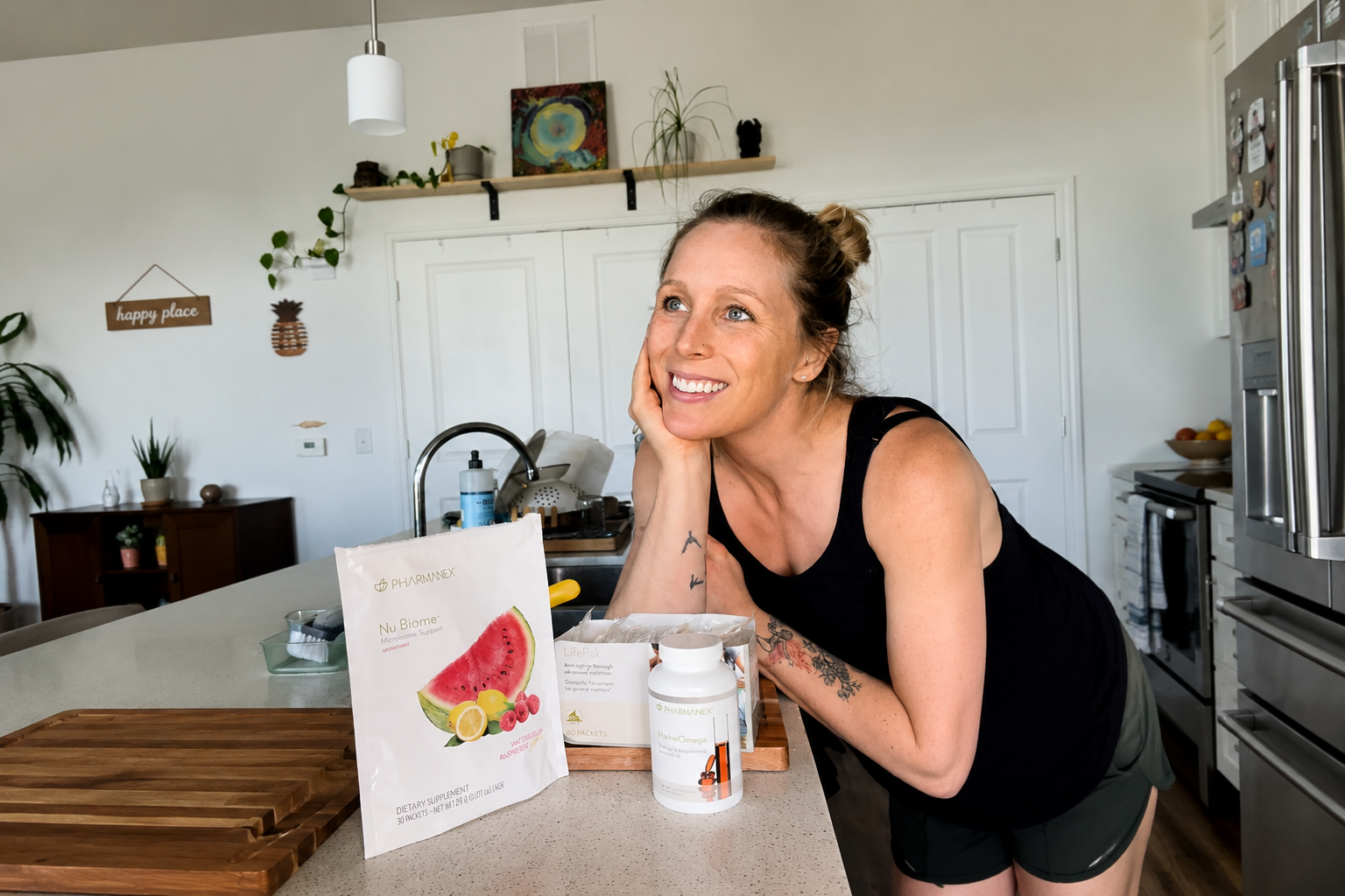 pregnant female enjoying supplements