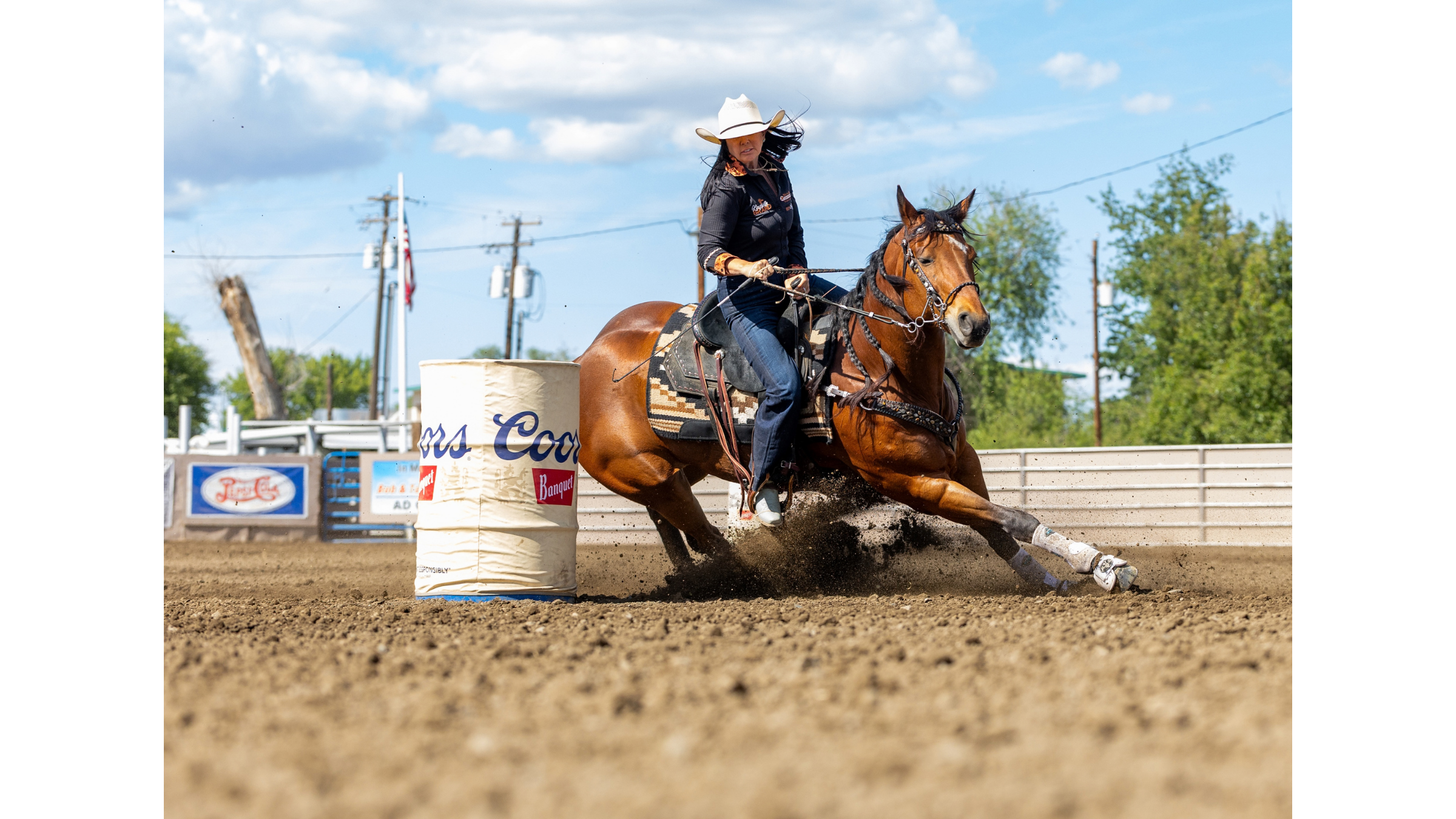 Rodeo action photographed with a 70–200mm telephoto lens